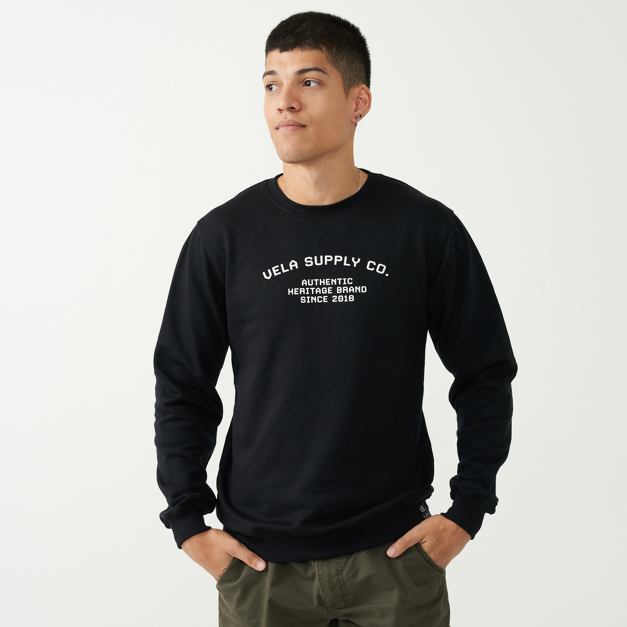 トップス everyone cotton crew neck sweat BLACK 8a78f88b6af7a40c3b9d4af4b170b7