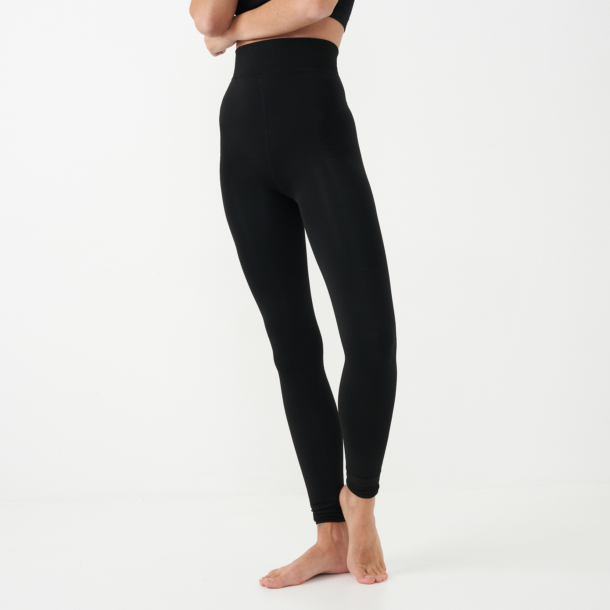 Ladies Black Fleece Lined Thermal Leggings