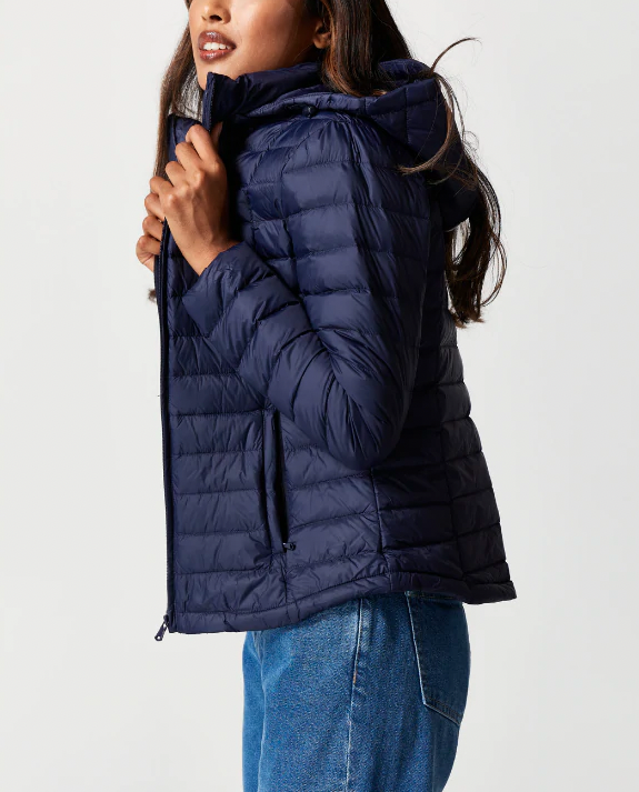 Ladies navy down sale jacket