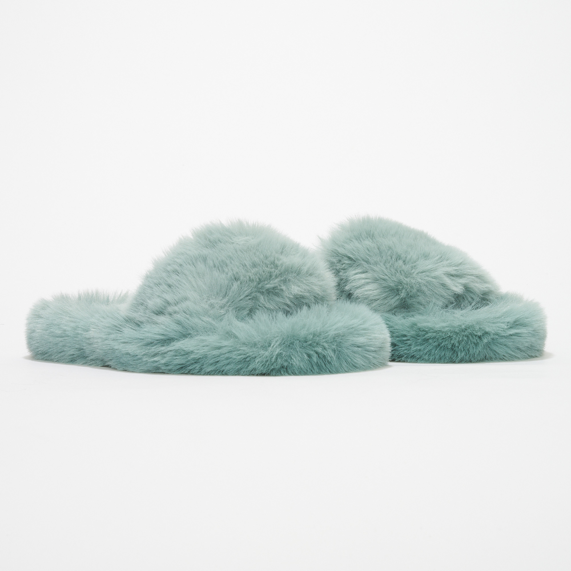 fur cross over slippers