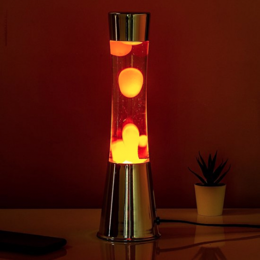 black and orange lava lamp