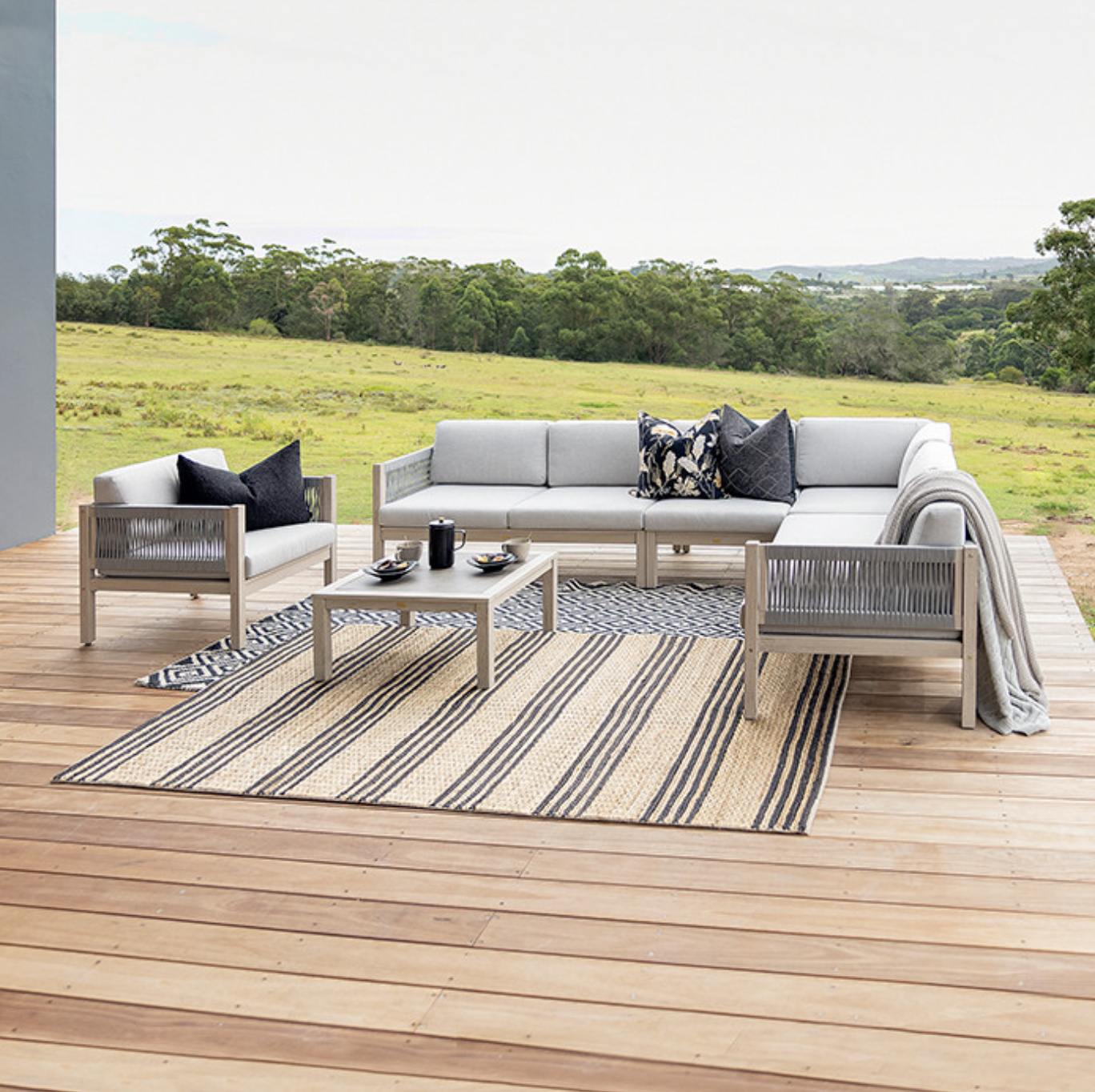 wood patio lounge set