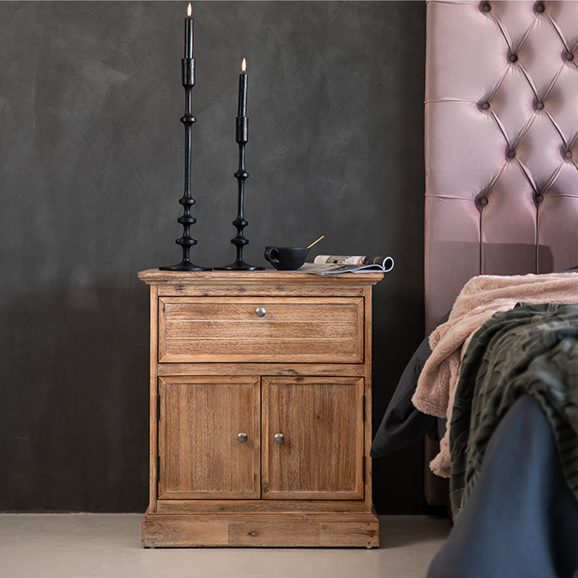 R700 off on Ferris Acacia Wooden Bedside Table OneDayOnly