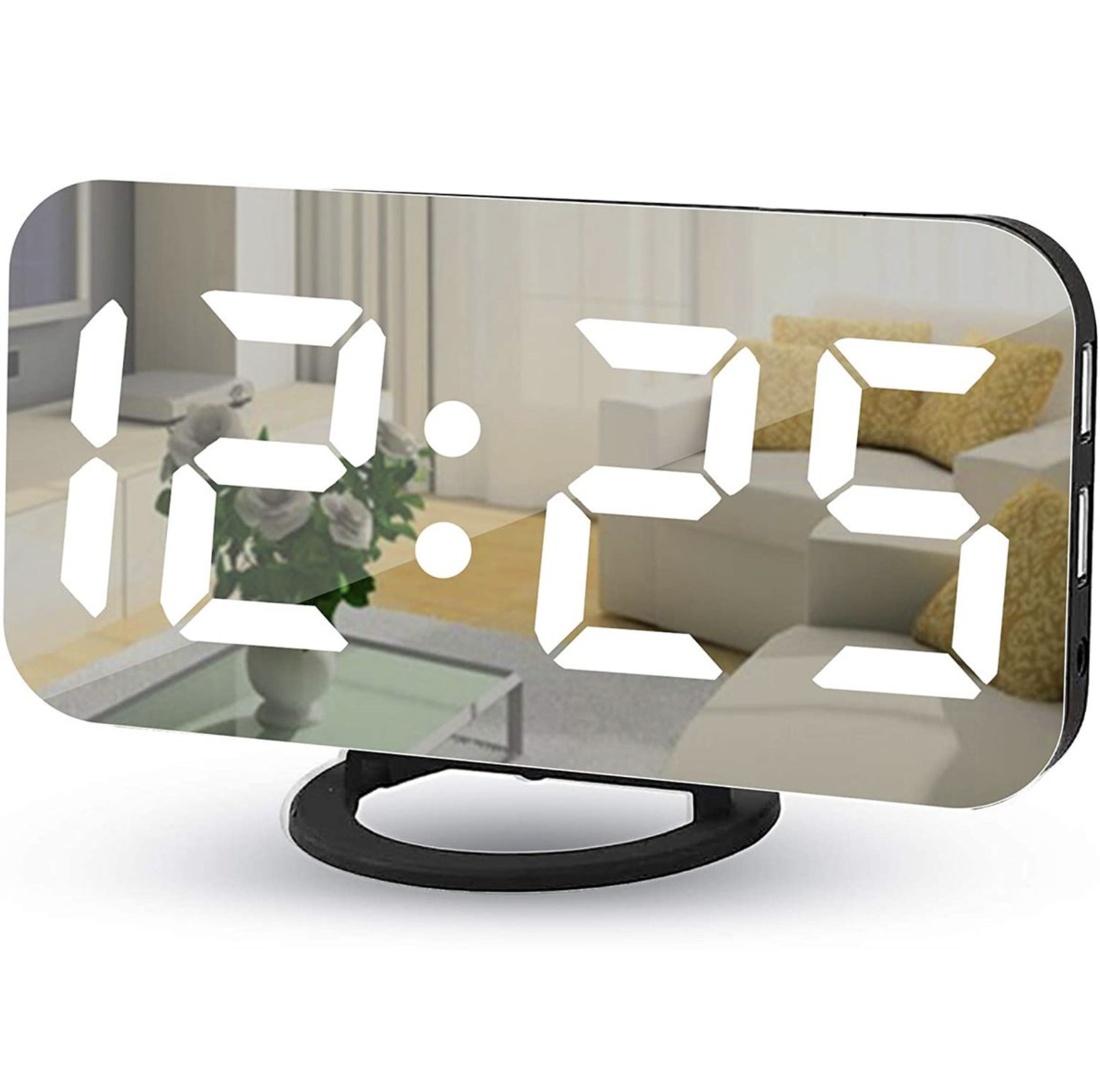 led mirror alarm clock