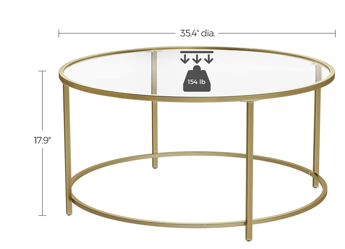 gold glass circle coffee table