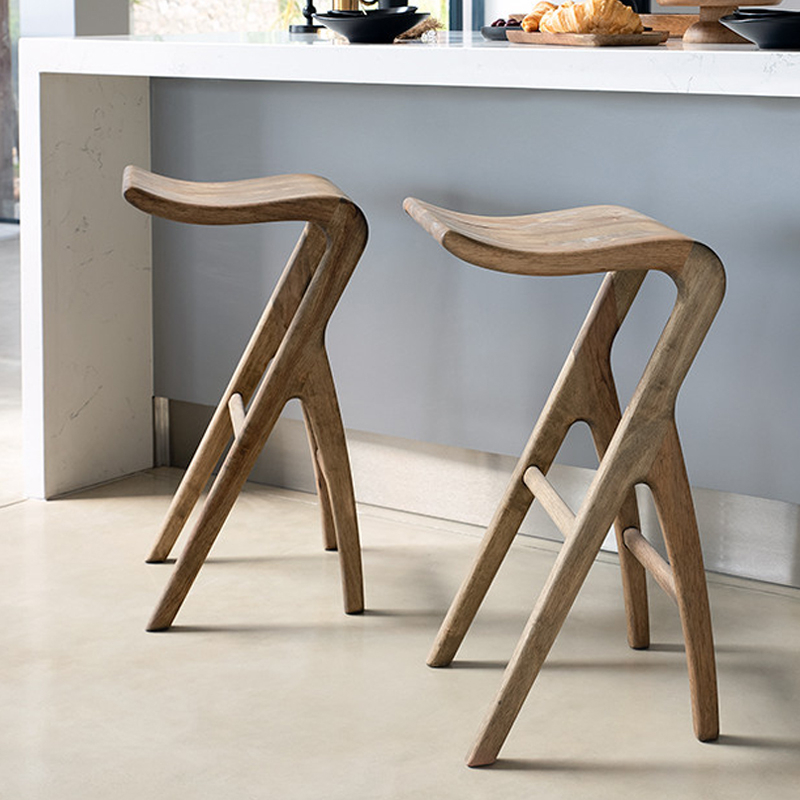 Summer Oak Rubberwood Bar Chair