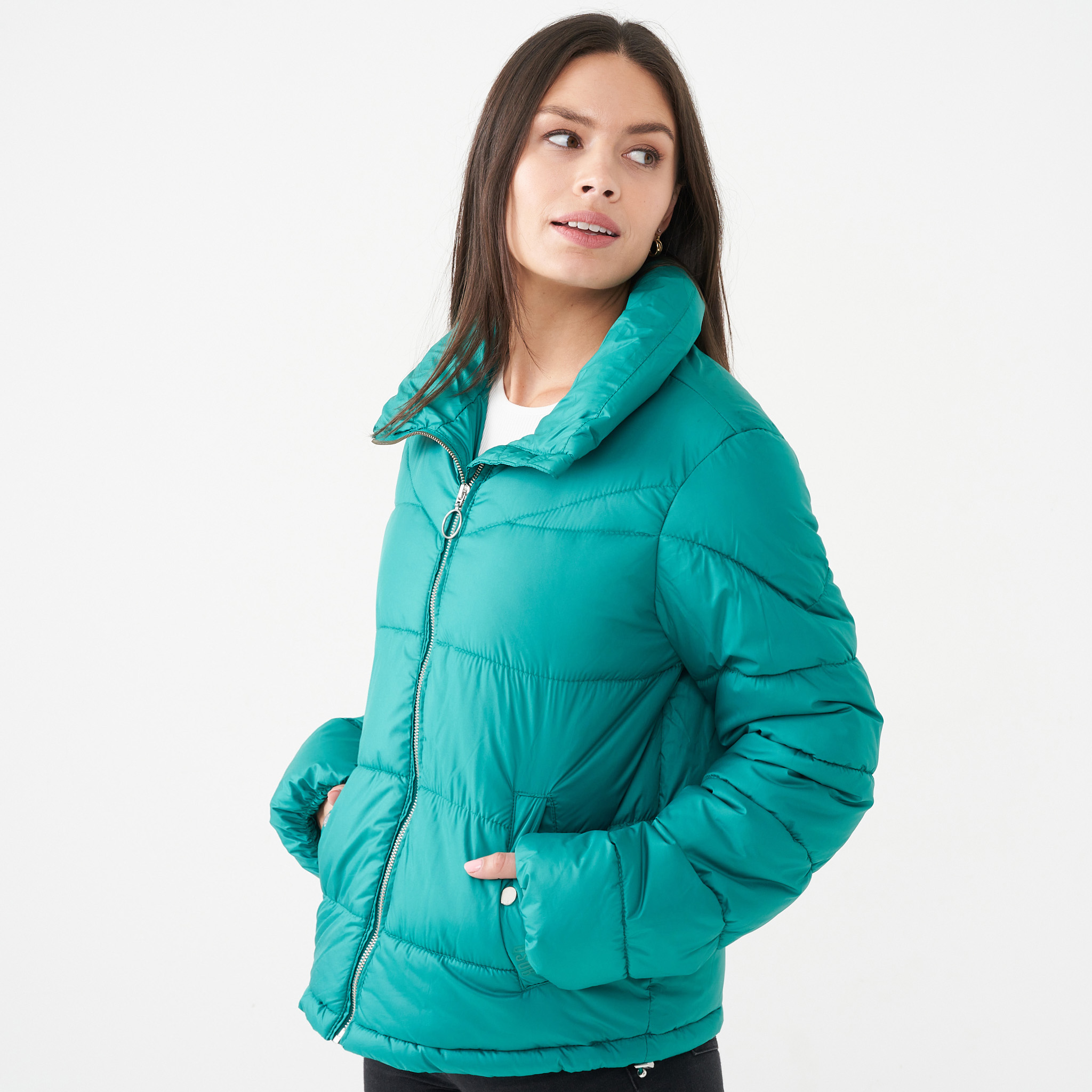 ladies green puffer jacket