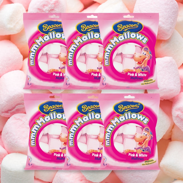 Beacon 6x 150g Pink & White Marshmallows OneDayOnly