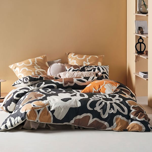 Hazel Caramel Duvet Cover Set with Standard Pillowcases