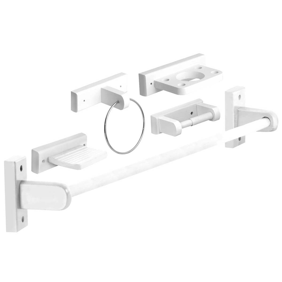 30 off on 5Piece White Wooden Bathroom Set OneDayOnly