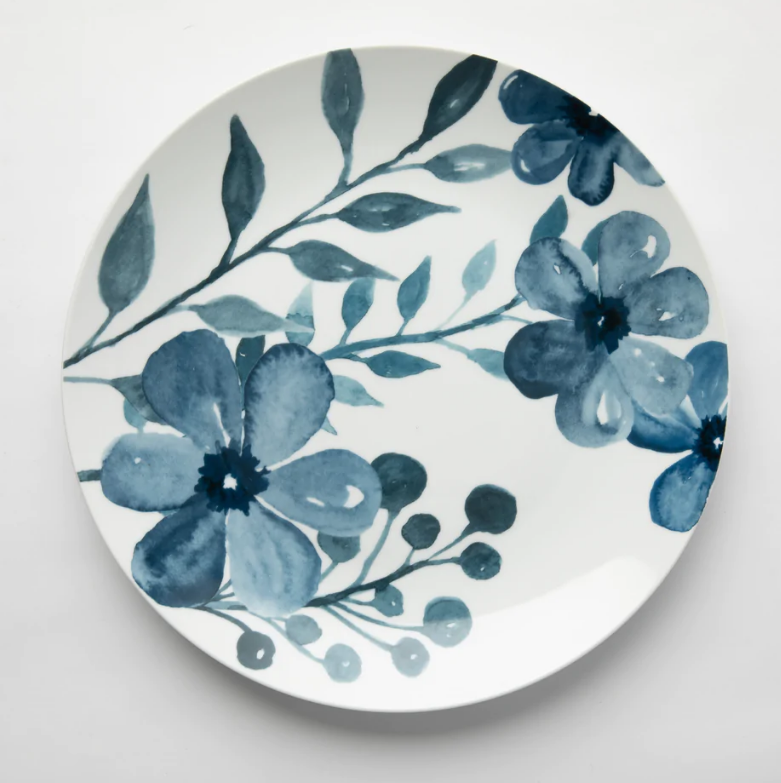4x Blue Floral Charger Plate Set