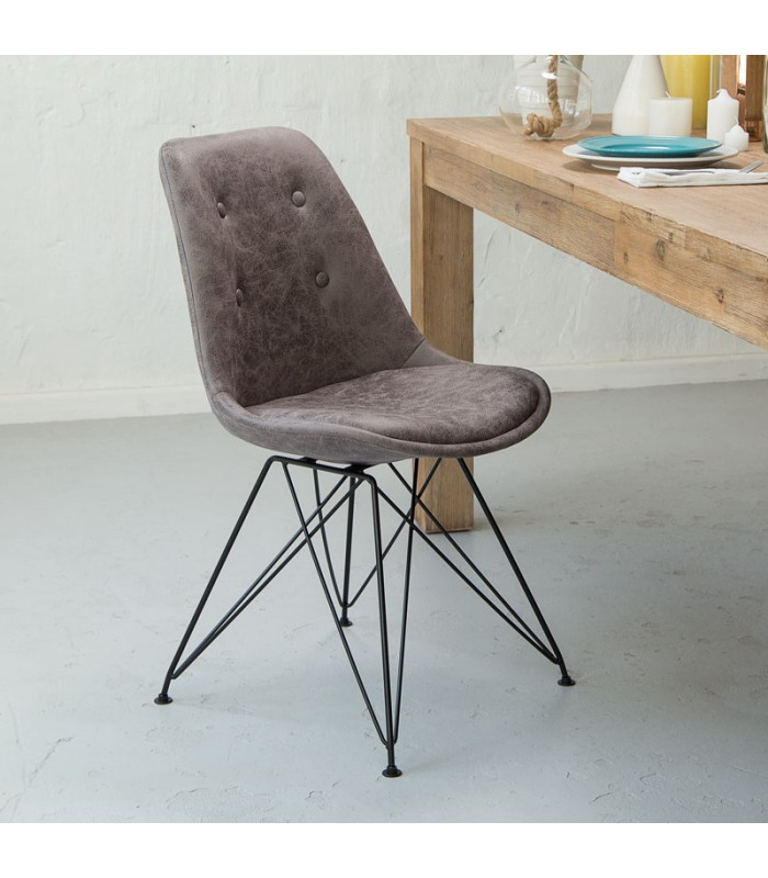 UPHOLSTERED EIFFEL DINING CHAIR BLACK LEGS SET X