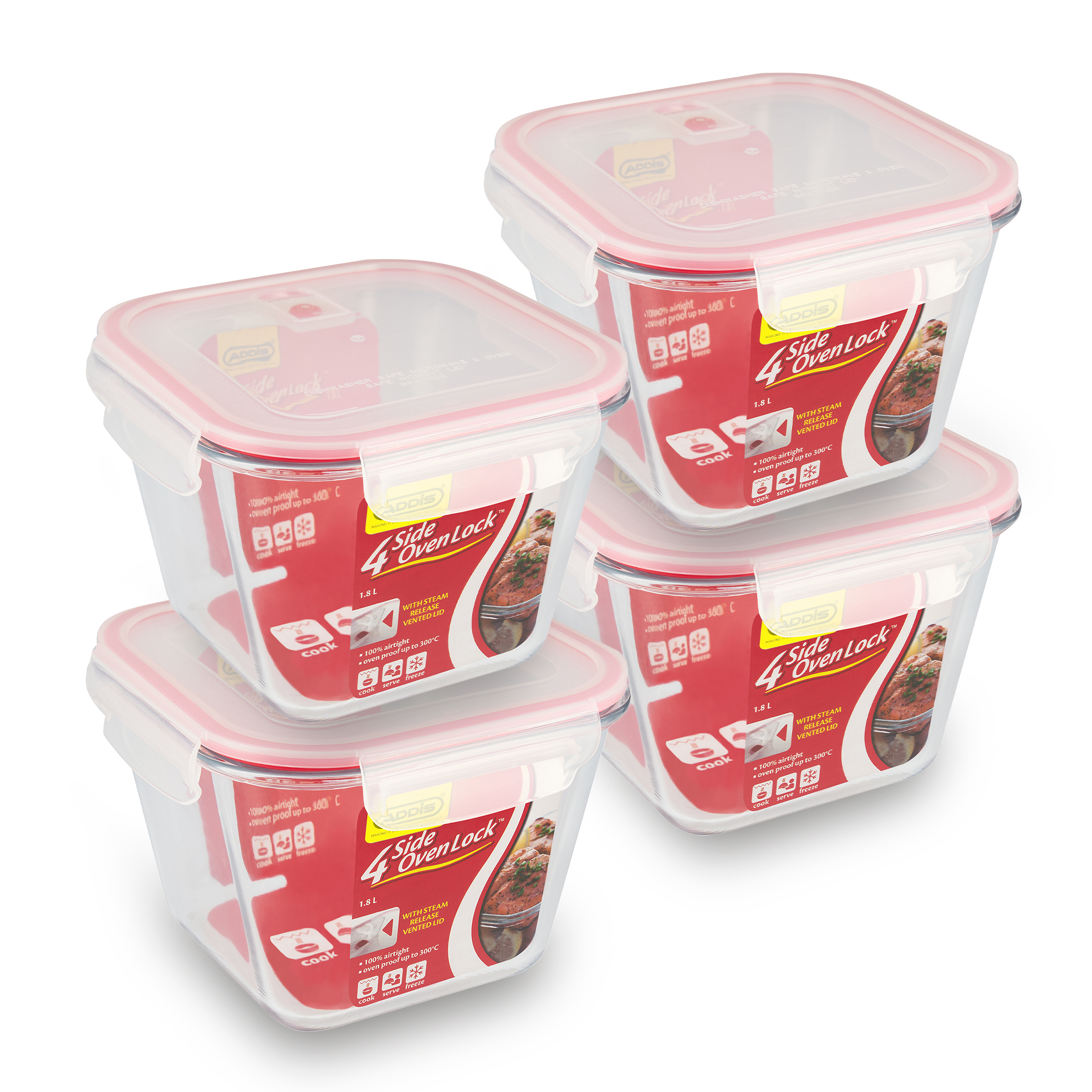 25 off on 4x 1.8L Oven Lock Glass Containers OneDayOnly
