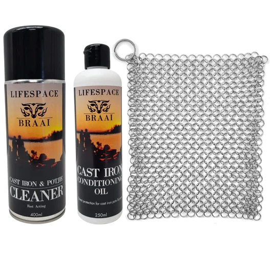 39 off on 3Piece Cast Iron Potjie Clean & Care Kit OneDayOnly