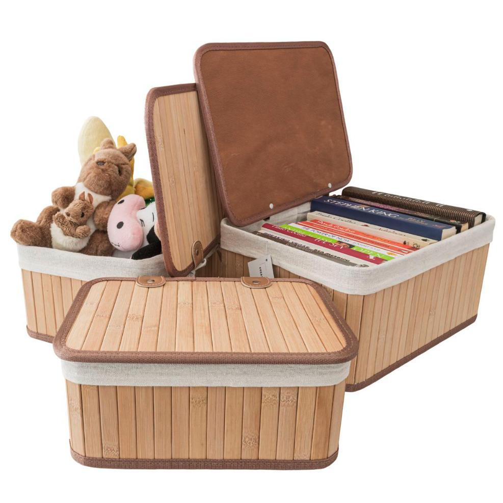 その他 bamboo 41% off on 3-Piece Bamboo Storage Baskets | OneDayOnly