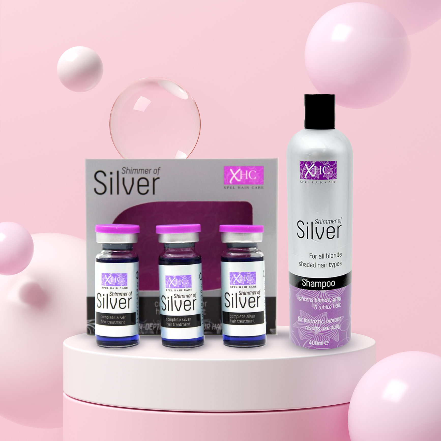 Soin Complet Cheveux XHC Shimmer Silver 3 Flacons De 12ml - Traitement Protecteur - Neuf