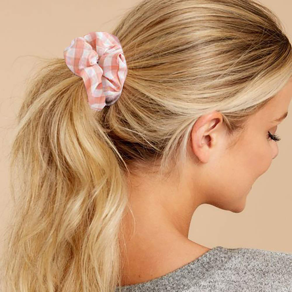 51% off on 7x Plaid Printed Ponytail Scrunchies | OneDayOnly