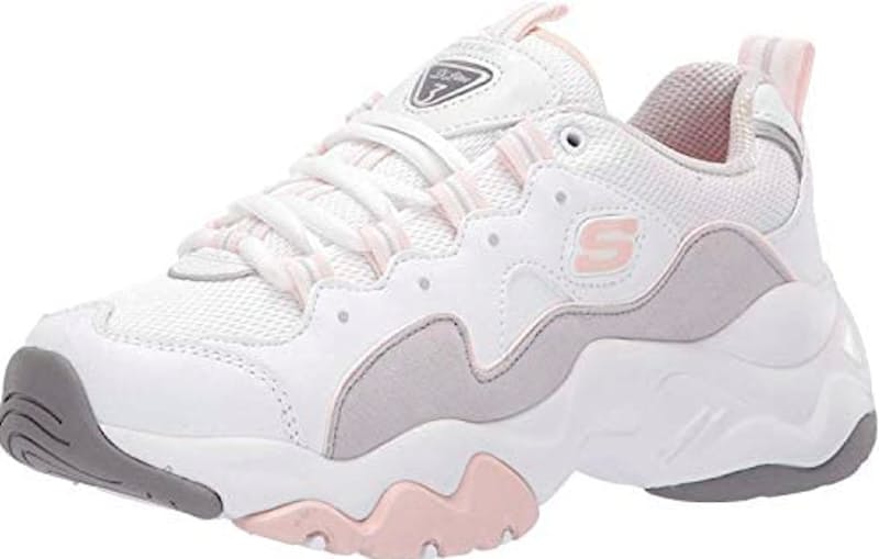 D Lites White Black Pink Leather Sneakers by Skechers