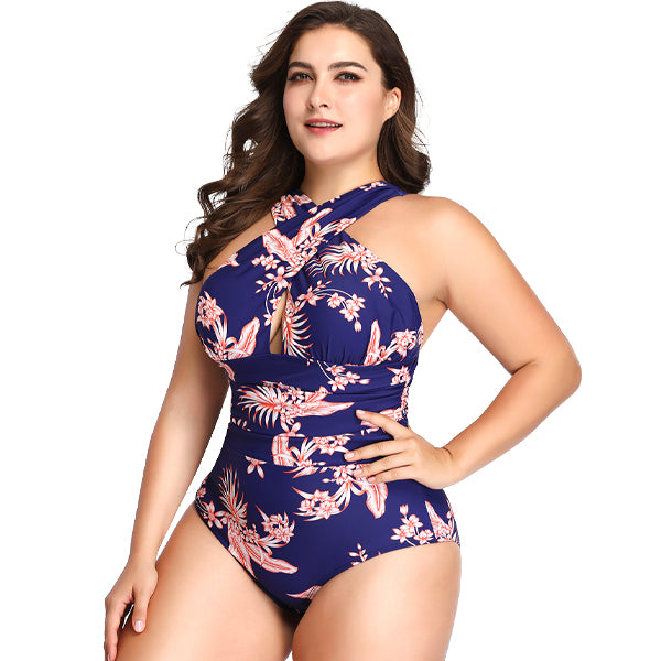 Crossover Blue and Coral One Piece