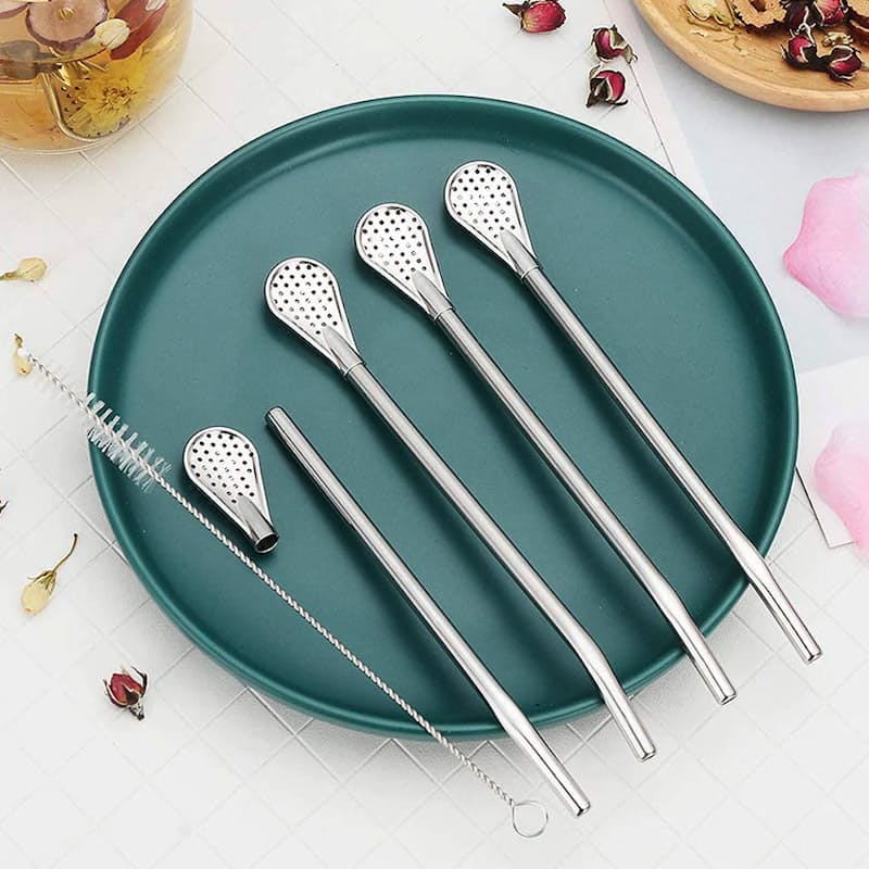 Silver (6 Straws with spoons included)