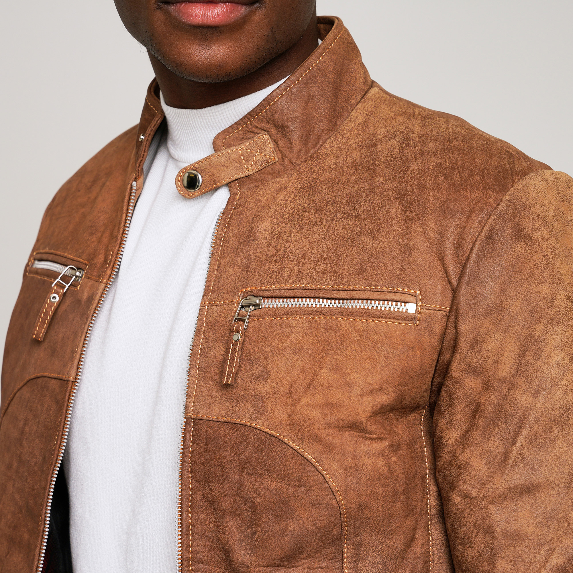 47% off on Men's Slim Fit Leather Jacket | OneDayOnly