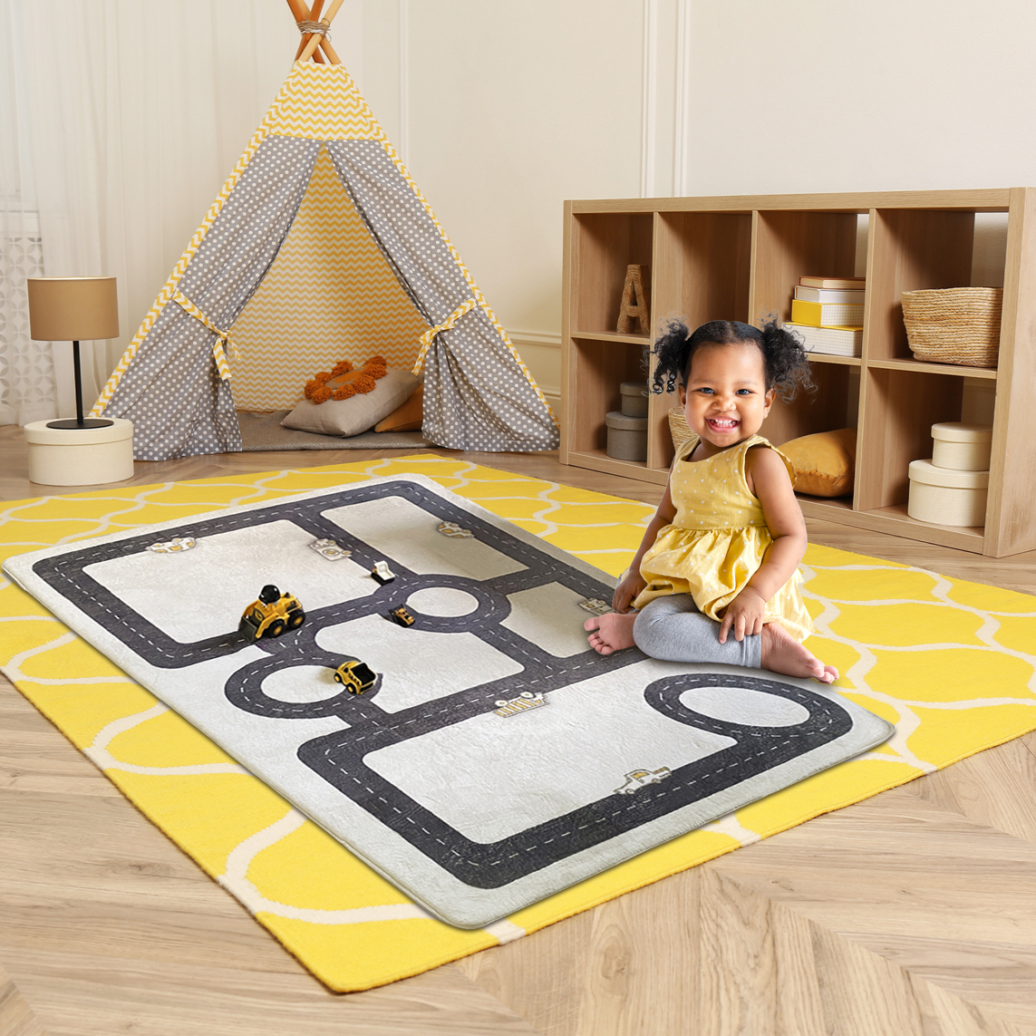 50% off on Littley Memory Foam Car Road Map Rug  OneDayOnly