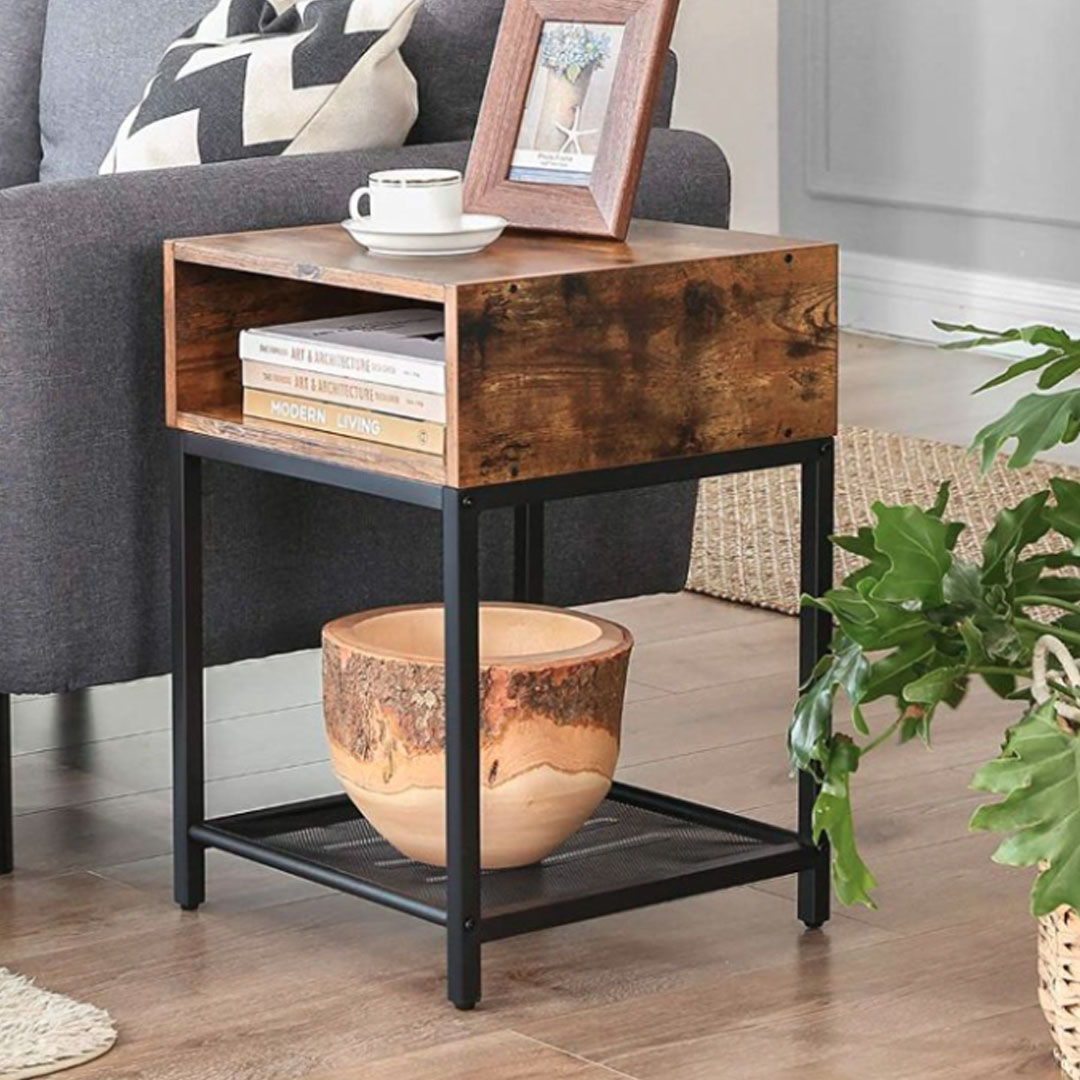 Berlin Brown Rustic Bedside Table