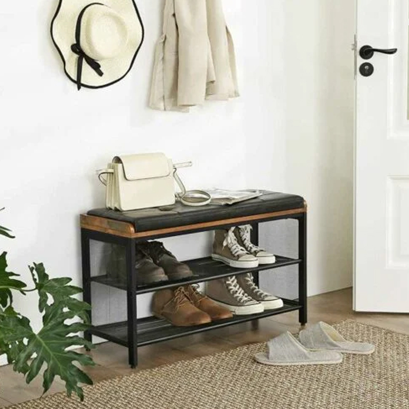 3-Tier Shoe Rack Padded Bench