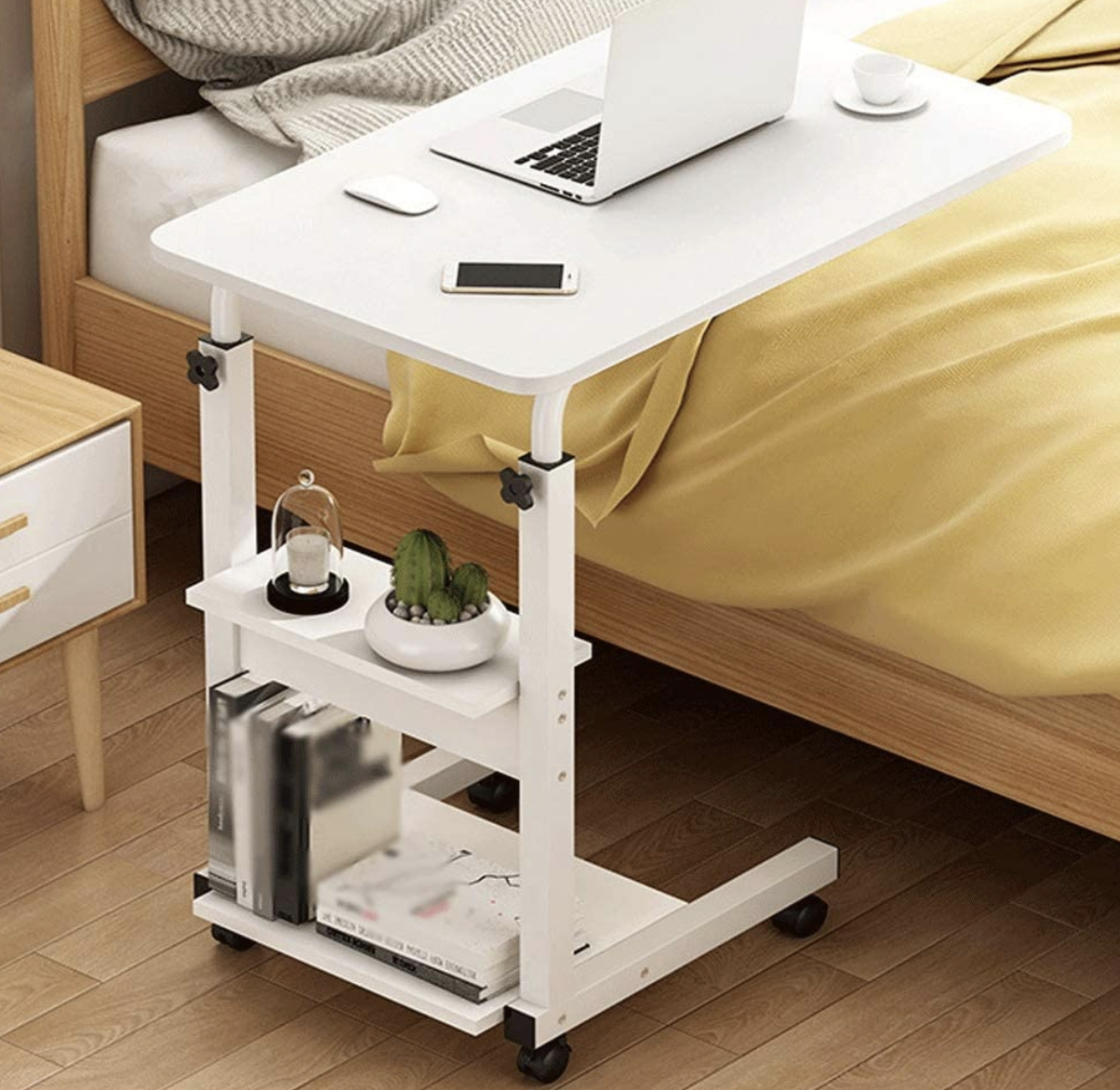 adjustable computer stand on wheels