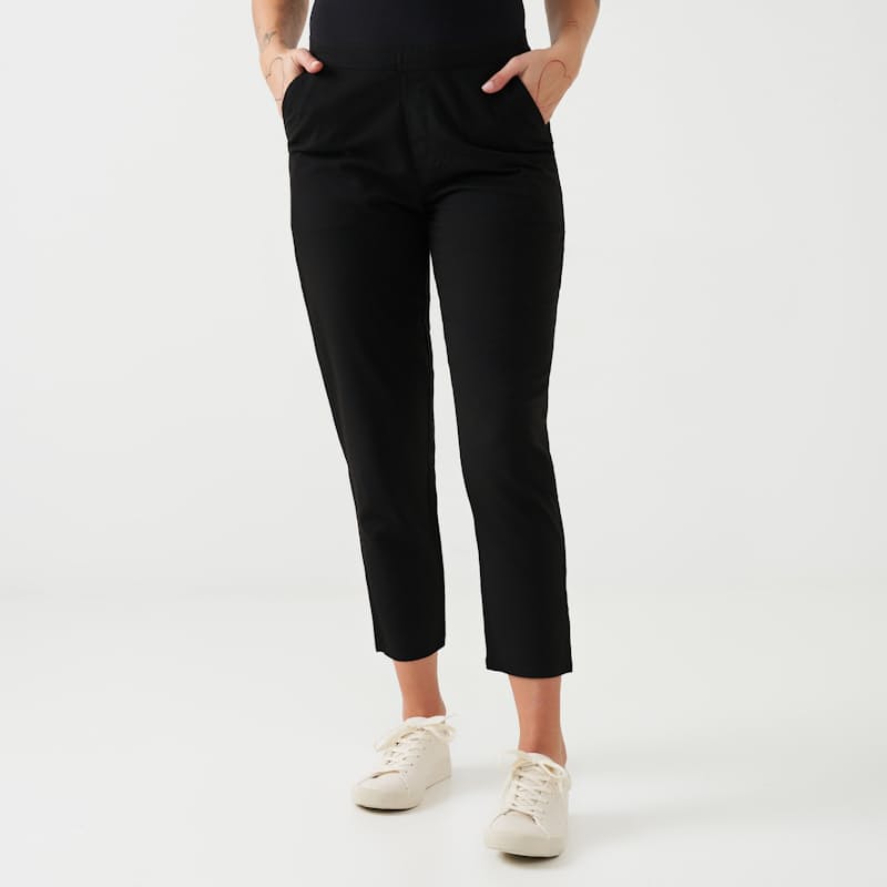 Solid Elastic Waistband Ladies Casual Pants 09 Signature Black - Giordano  South Africa