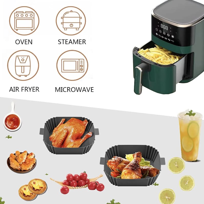 2x 20cm Square Silicone Air Fryer Liners