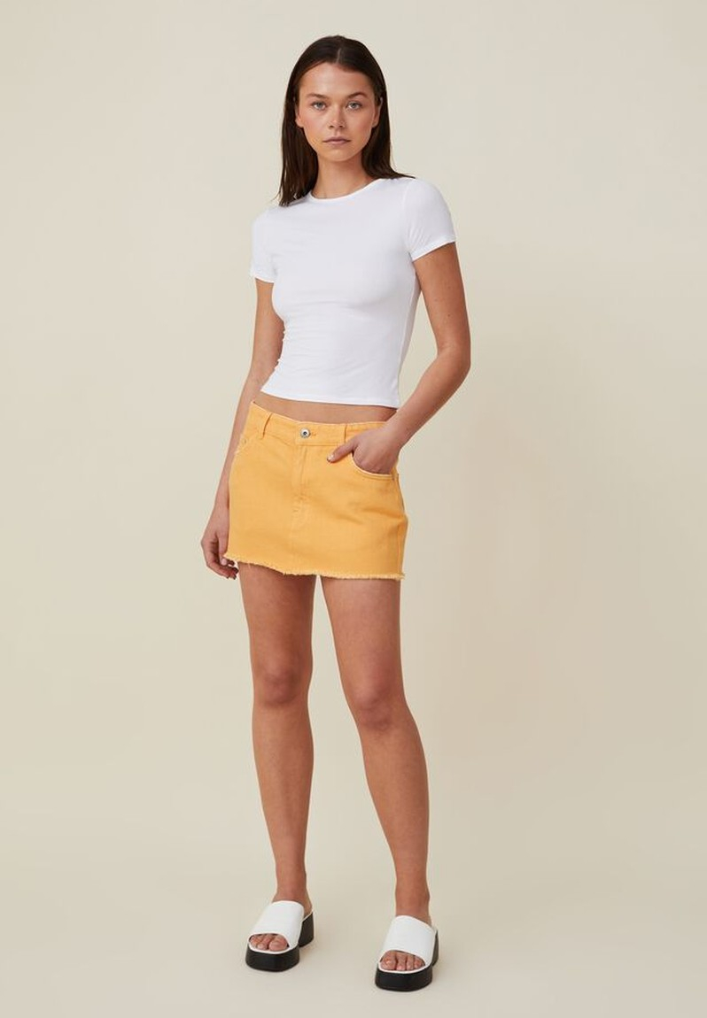 Lemon Cotton Denim Stretch Skirt | Roman UK