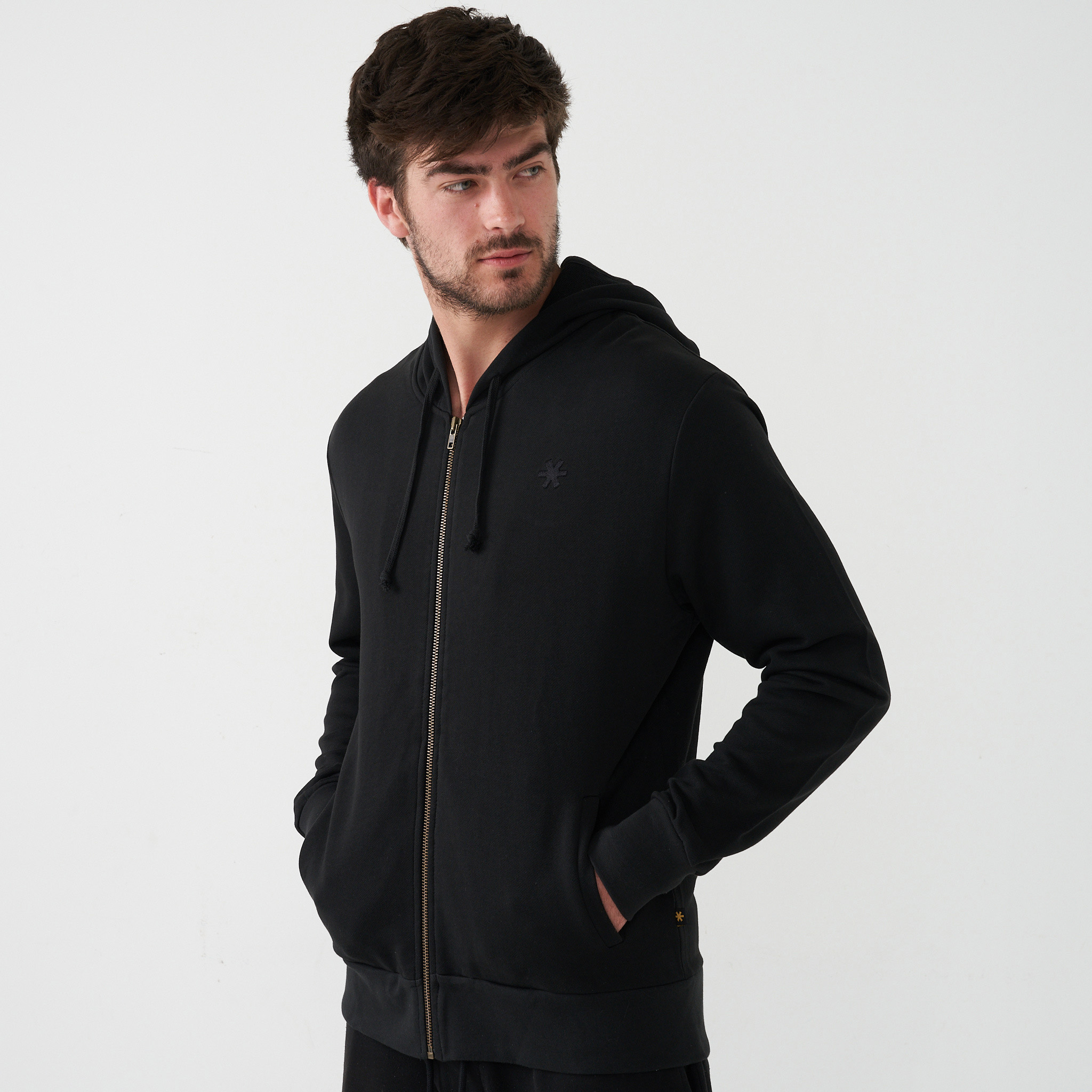 100 cotton black zip up hoodie