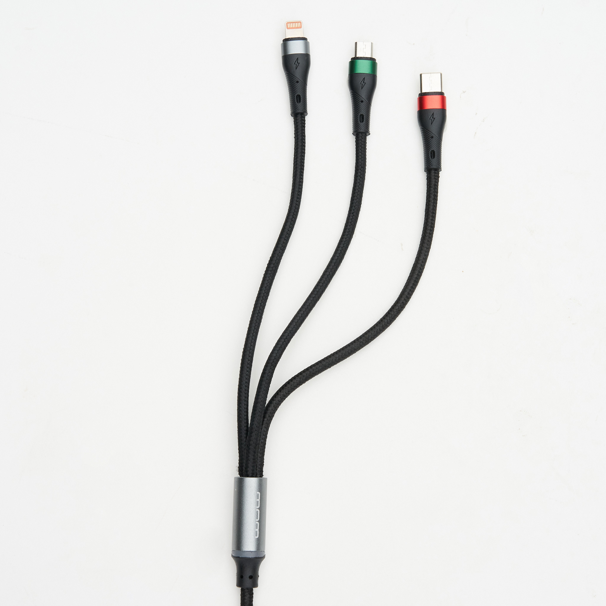 Forever 3-in-1 Braided USB Charging Cable - 1.2m - Black