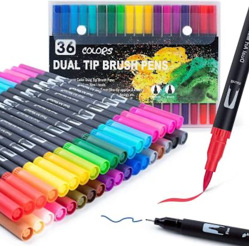  ai-natebok Dual Brush Marker Pens, Coloring Pens, 36