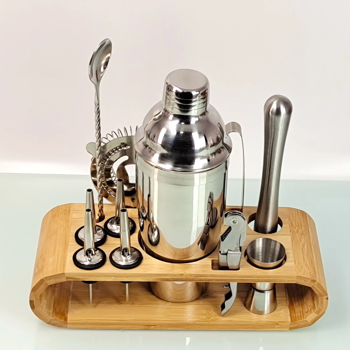 IOV 12-Piece Gold Cocktail Shaker Set - Bartender Kit With 16oz & 28oz Boston Shakers, Stand & Recipe Book