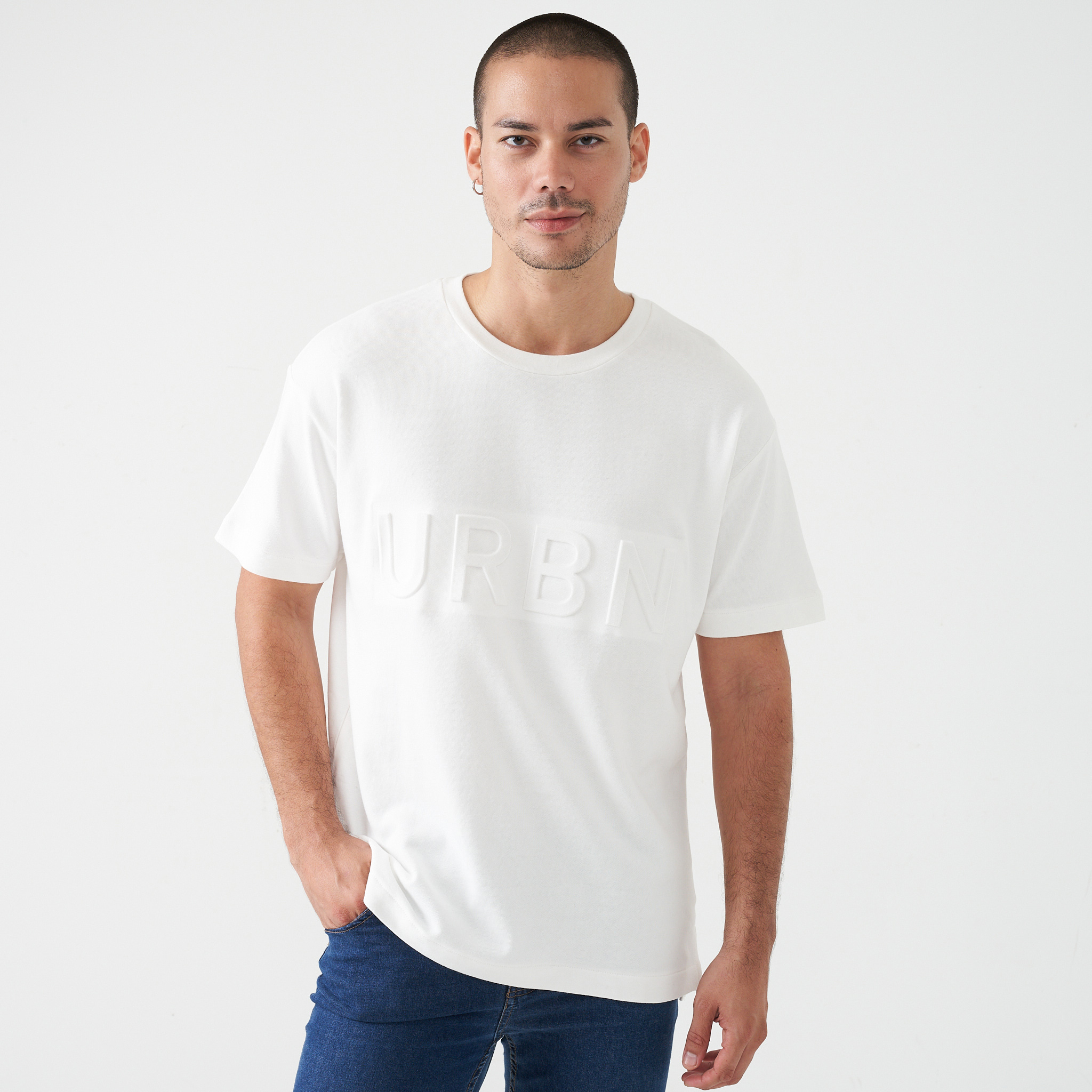 63% off on Men's Oversized Embossed T-Shirt | OneDayOnly