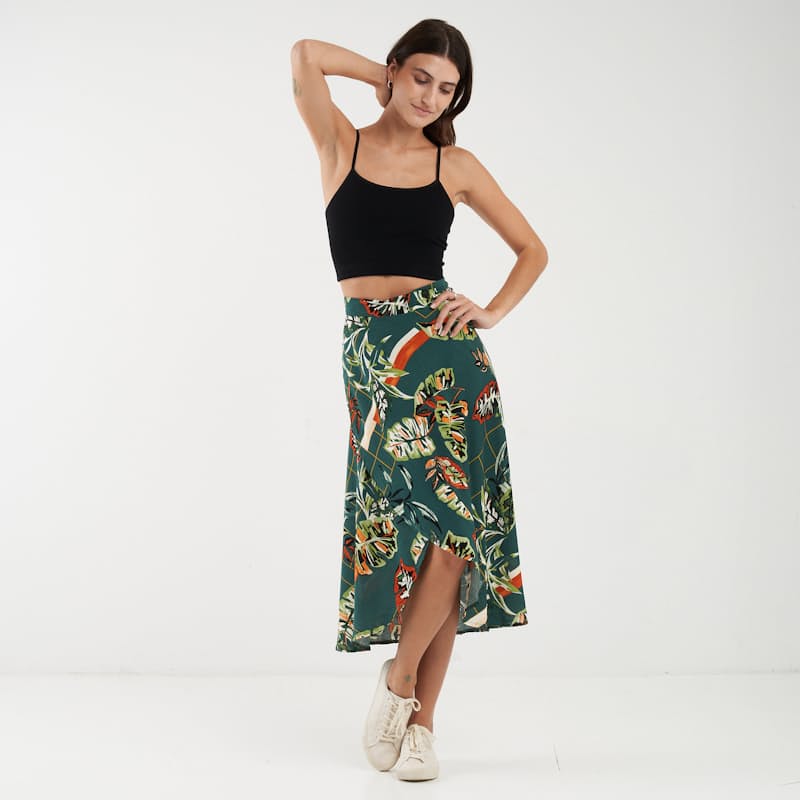High waisted wrap clearance midi skirt