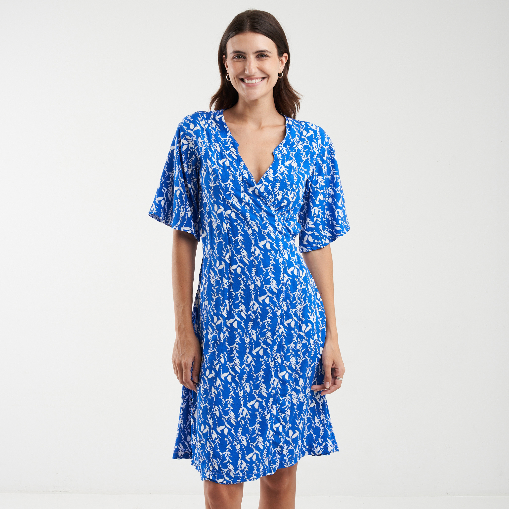 Cotton Barcelona Wrap Dress Tropical - Beige