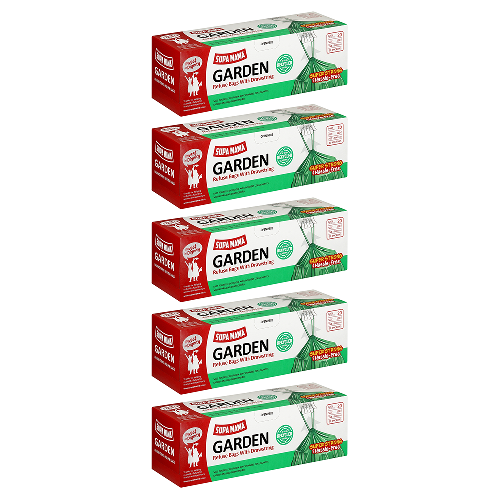 5x 20's Garden Drawstring Refuse Bags