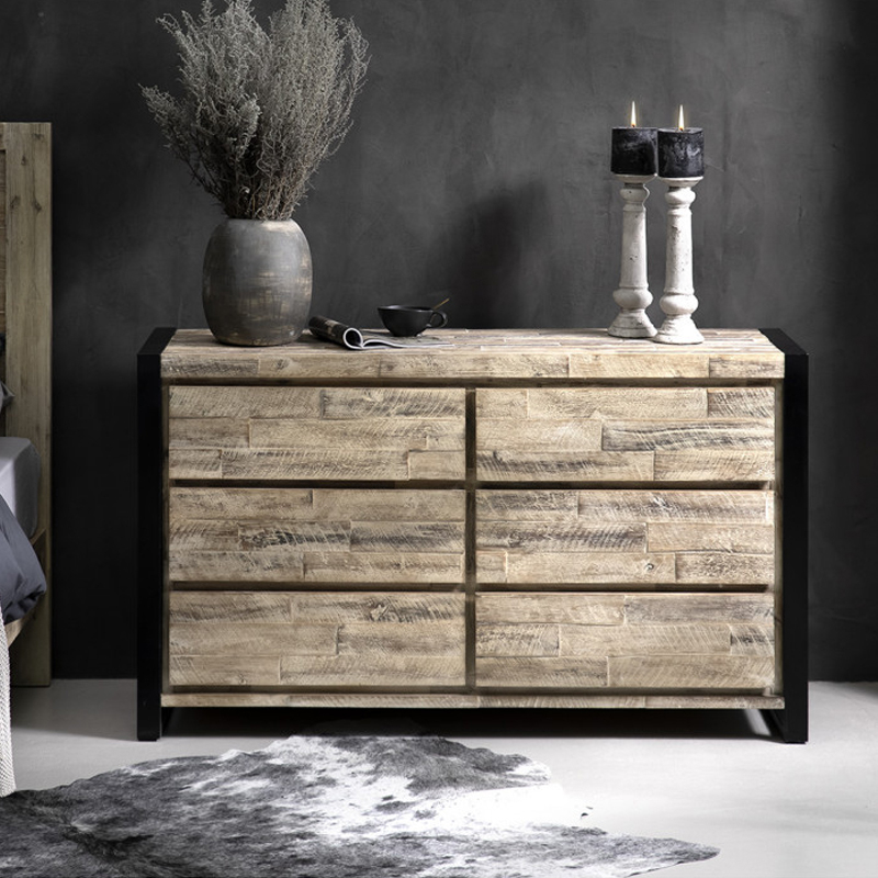 6-Drawer Solid Acacia Wood Chest of Drawers