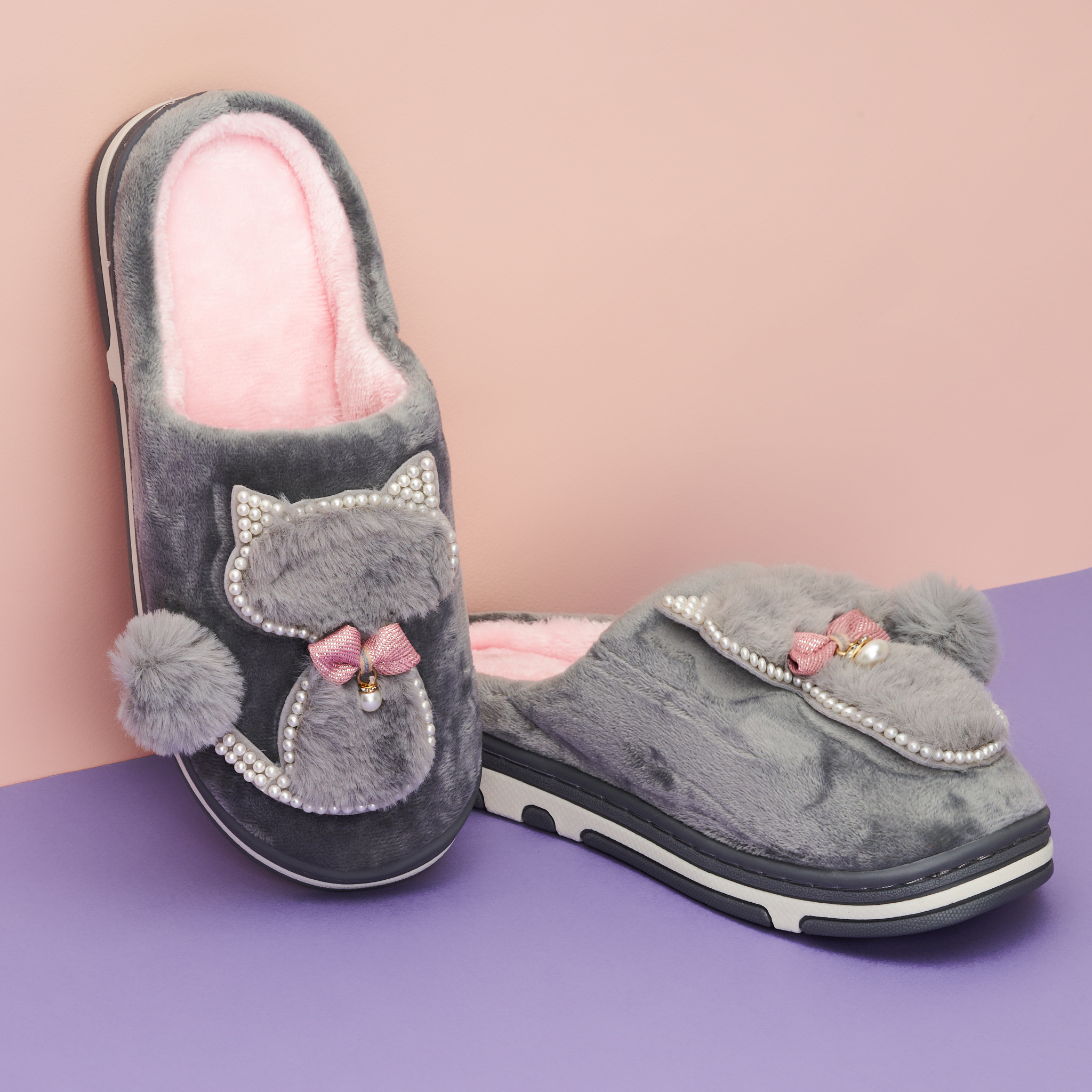 31 off on Ladies Fluffy Novelty Cat Slippers OneDayOnly