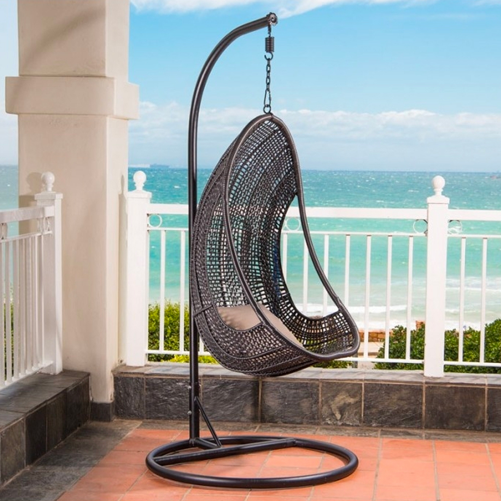 Black PE Rattan Hanging Chair