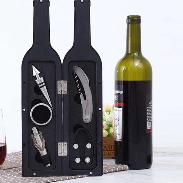 5-Piece Wine Bottle Shaped Accessory Kit