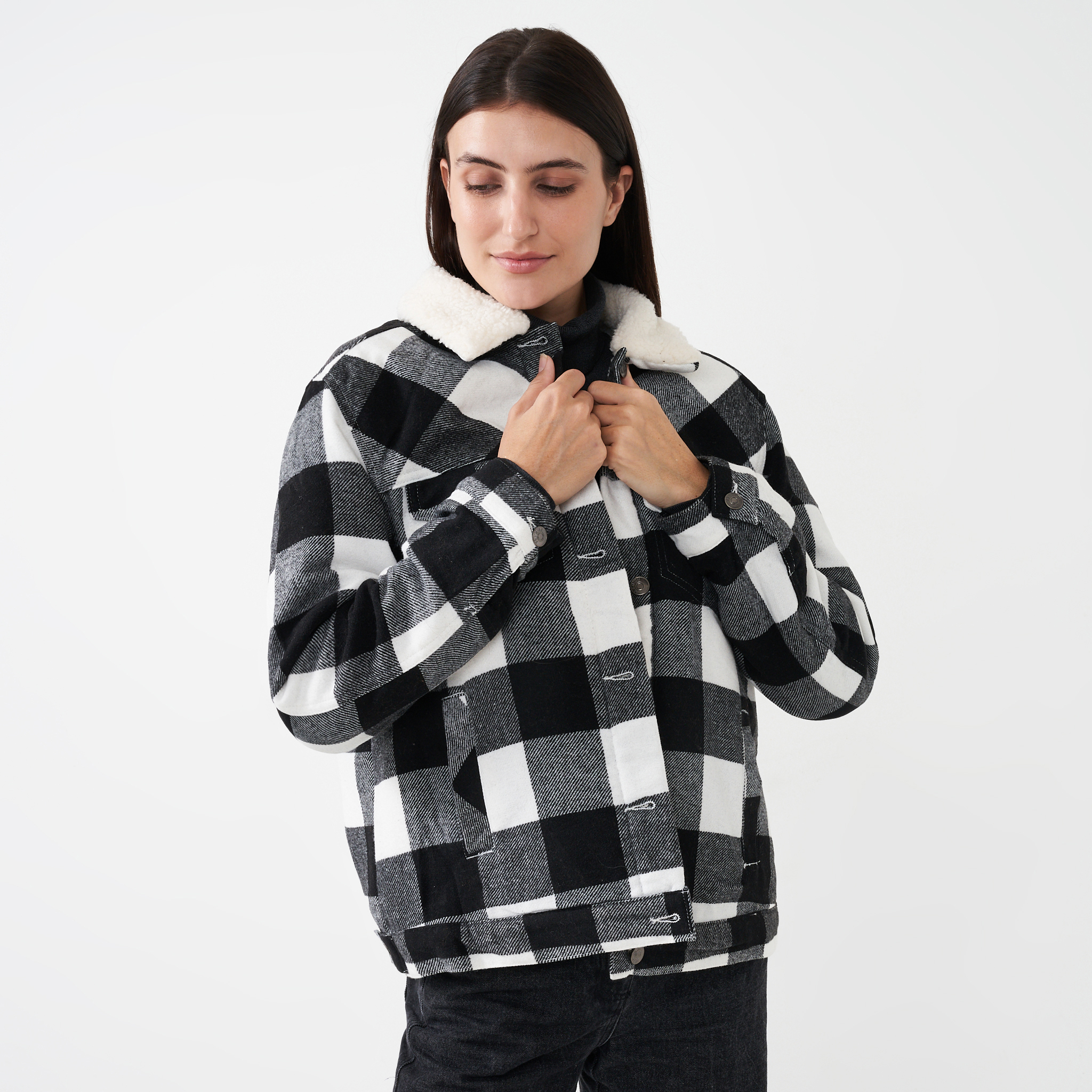 44% off on Ladies Checked Jacket with Sherpa Lining | OneDayOnly