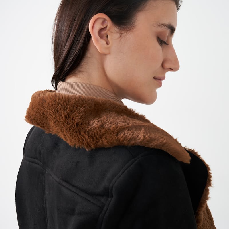 Fur collar waterfall jacket clearance