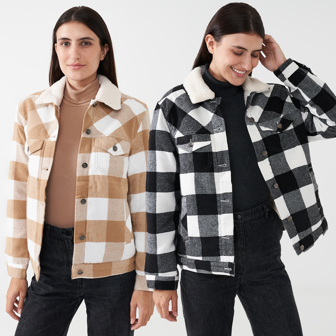 44% off on Ladies Checked Jacket with Sherpa Lining | OneDayOnly