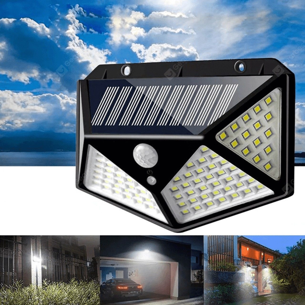 4x 100 LED 3 Modes Solar Sensor Wall Lights