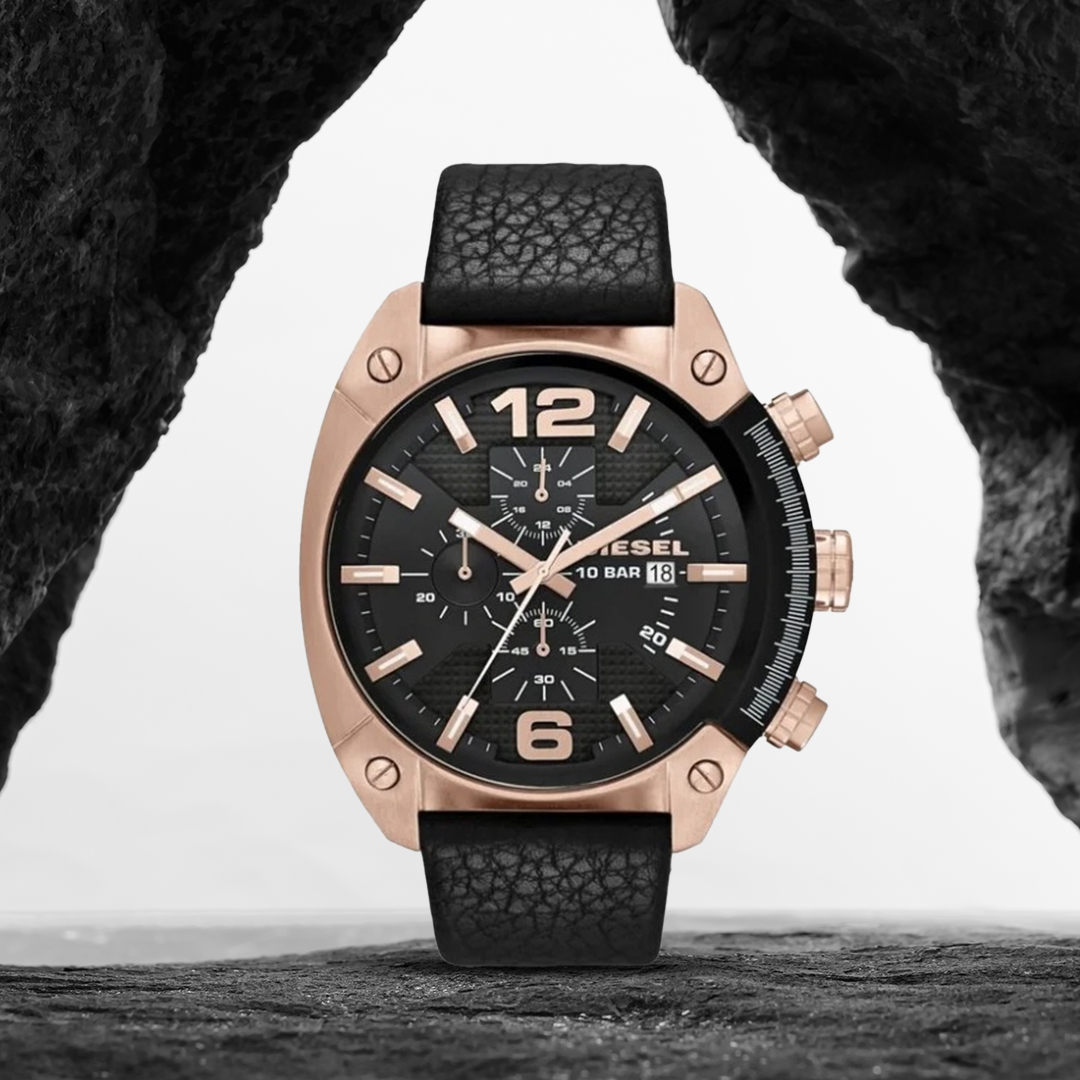 54% off on Diesel Men's Overflow Leather Watch | OneDayOnly
