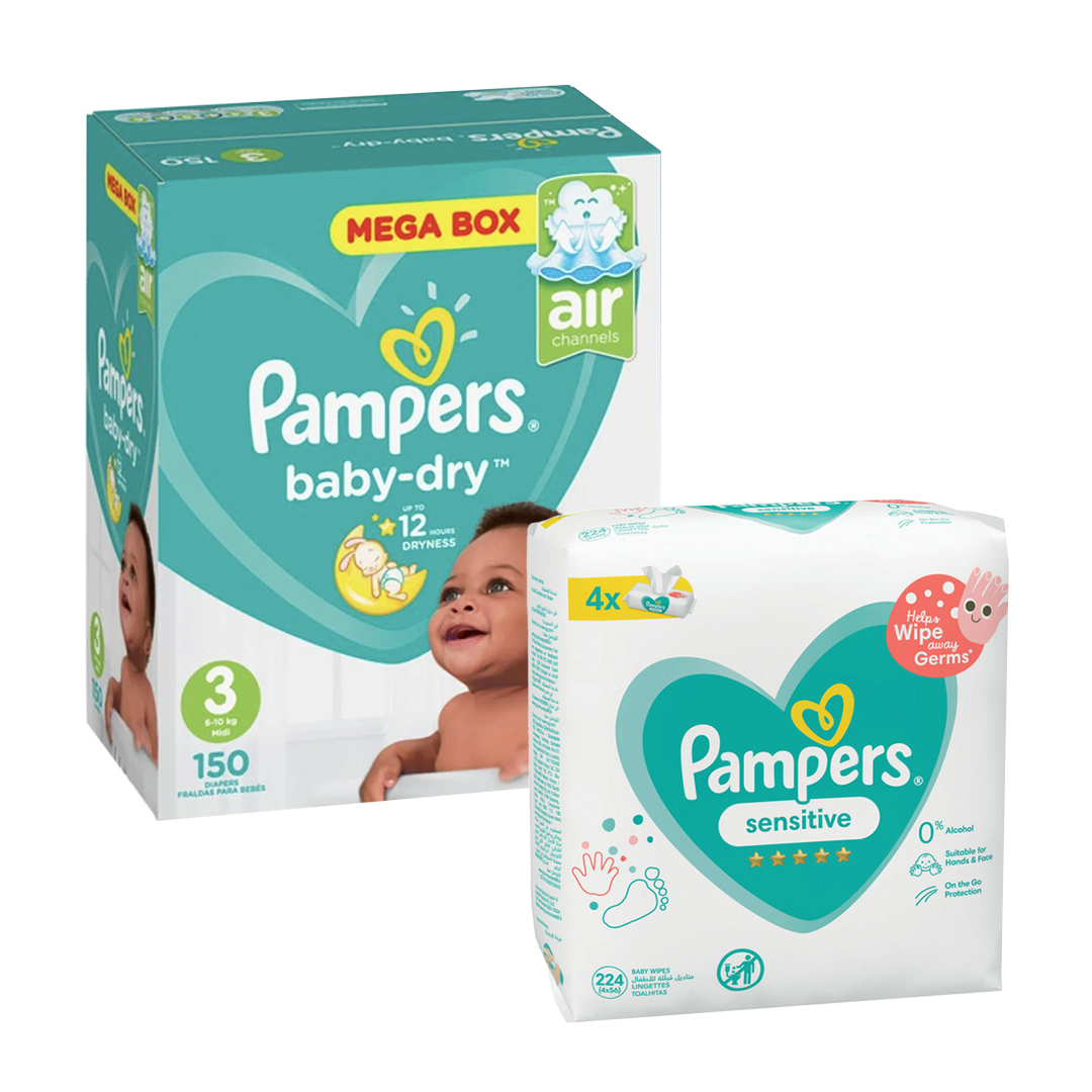 26% off on Pampers 2-Piece Baby Nappies Wipes OneDayOnly